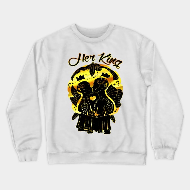 Black Gold Lovers Kiss - Her King Crewneck Sweatshirt by kenallouis